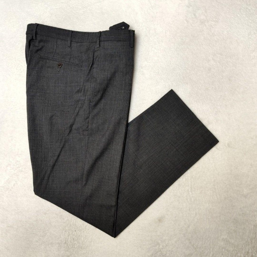 Zanella Pants Mens 32x32 Gray Wool Parker Flat Front Straight Dress Slacks Italy